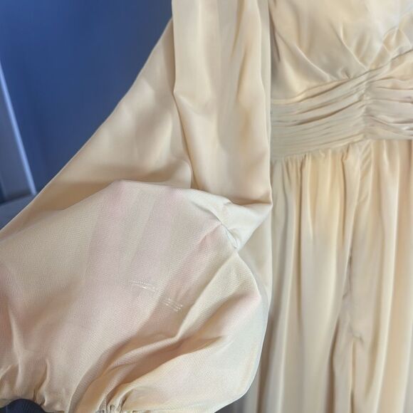 Women’s Full Length Long Sleeve Chiffon V-Neck Formal Dress Corset Back Size 16 - Picture 8 of 12